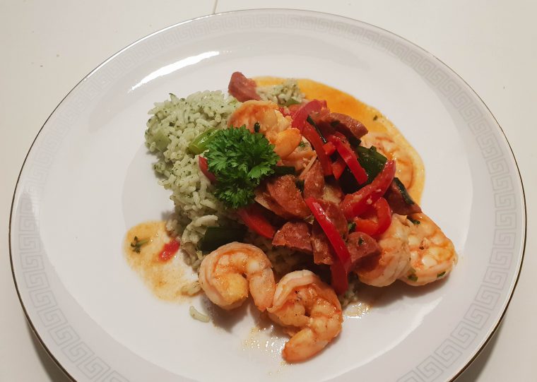 Rejer med chorizo og peberfrugt